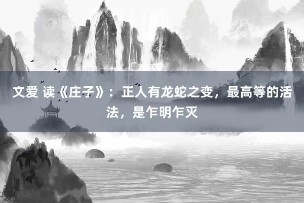 文爱 读《庄子》：正人有龙蛇之变，最高等的活法，是乍明乍灭