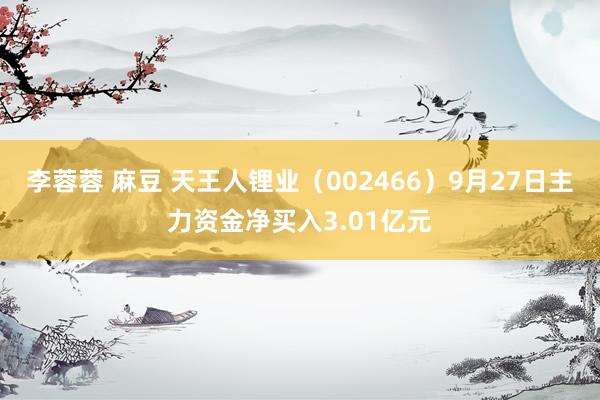 李蓉蓉 麻豆 天王人锂业（002466）9月27日主力资金净买入3.01亿元