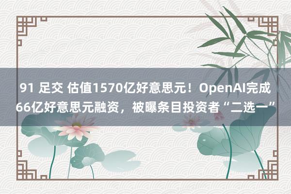 91 足交 估值1570亿好意思元！OpenAI完成66亿好意思元融资，被曝条目投资者“二选一”