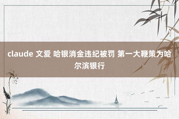 claude 文爱 哈银消金违纪被罚 第一大鞭策为哈尔滨银行