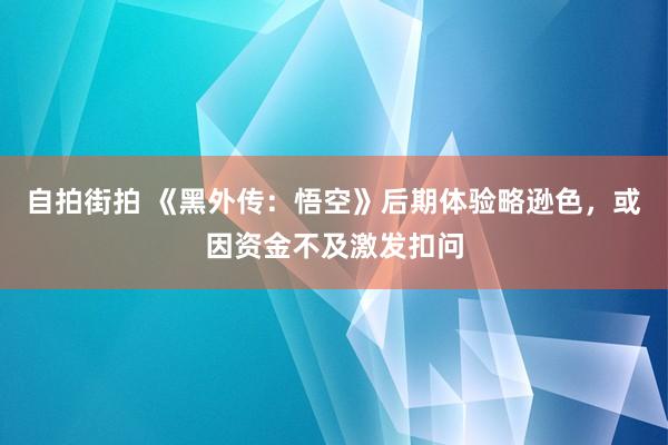 自拍街拍 《黑外传：悟空》后期体验略逊色，或因资金不及激发扣问