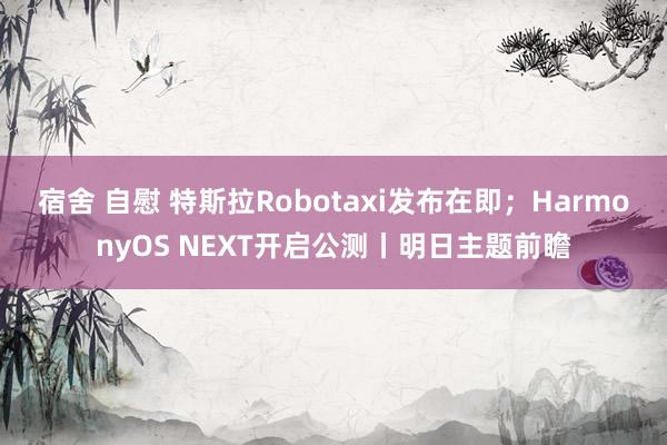 宿舍 自慰 特斯拉Robotaxi发布在即；HarmonyOS NEXT开启公测丨明日主题前瞻