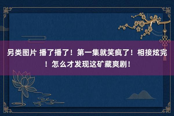 另类图片 播了播了！第一集就笑疯了！相接炫完！怎么才发现这矿藏爽剧！