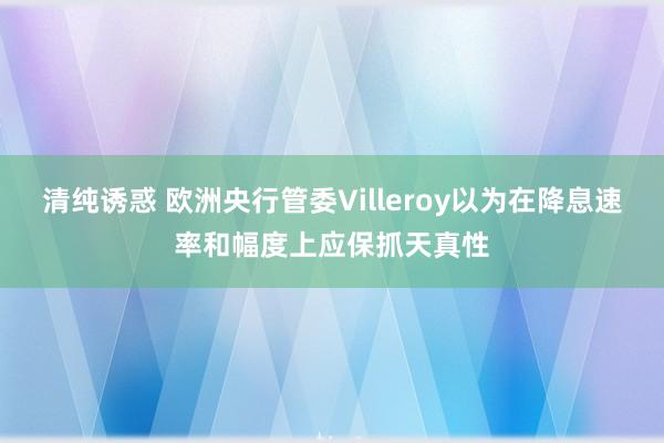 清纯诱惑 欧洲央行管委Villeroy以为在降息速率和幅度上应保抓天真性