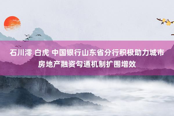 石川澪 白虎 中国银行山东省分行积极助力城市房地产融资勾通机制扩围增效