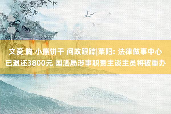 文爱 胸 小熊饼干 问政跟踪|莱阳: 法律做事中心已退还3800元 国法局涉事职责主谈主员将被重办