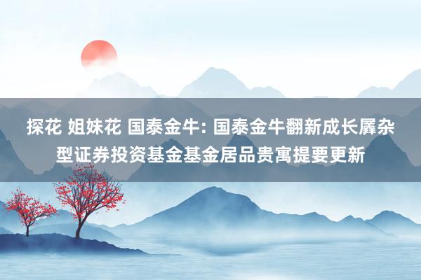探花 姐妹花 国泰金牛: 国泰金牛翻新成长羼杂型证券投资基金基金居品贵寓提要更新