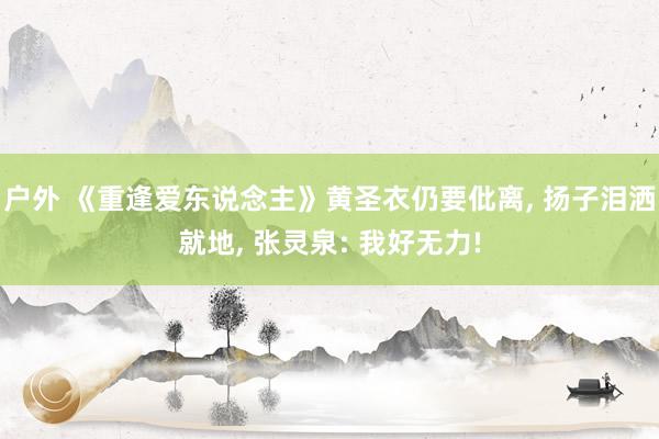 户外 《重逢爱东说念主》黄圣衣仍要仳离， 扬子泪洒就地， 张灵泉: 我好无力!