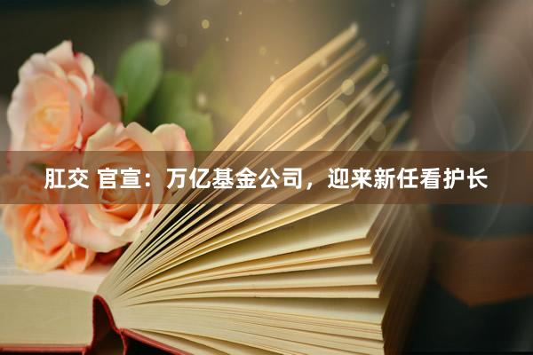 肛交 官宣：万亿基金公司，迎来新任看护长