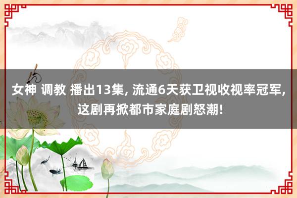 女神 调教 播出13集， 流通6天获卫视收视率冠军， 这剧再掀都市家庭剧怒潮!