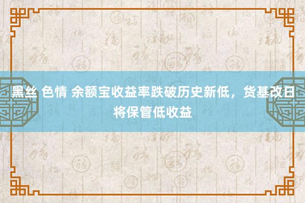 黑丝 色情 余额宝收益率跌破历史新低，货基改日将保管低收益