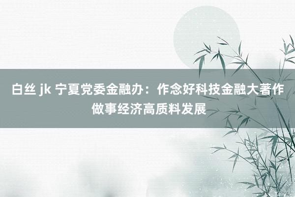 白丝 jk 宁夏党委金融办：作念好科技金融大著作 做事经济高质料发展