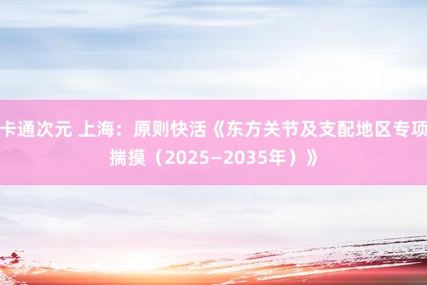 卡通次元 上海：原则快活《东方关节及支配地区专项揣摸（2025—2035年）》