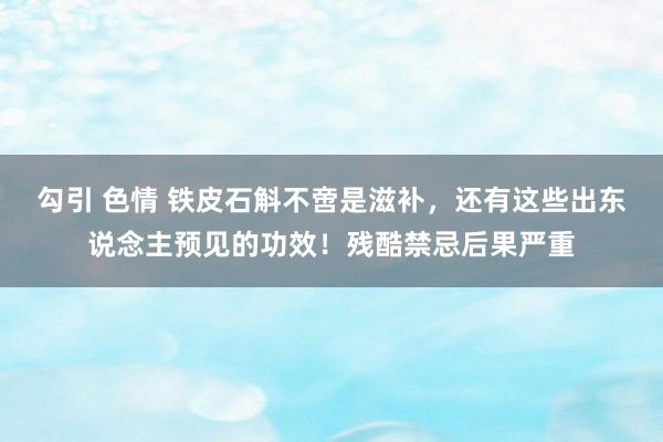 勾引 色情 铁皮石斛不啻是滋补，还有这些出东说念主预见的功效！残酷禁忌后果严重
