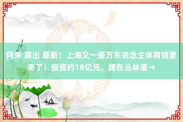 阿朱 露出 最新！上海又一座万东说念主体育馆要来了！投资约18亿元，建在丛林里→