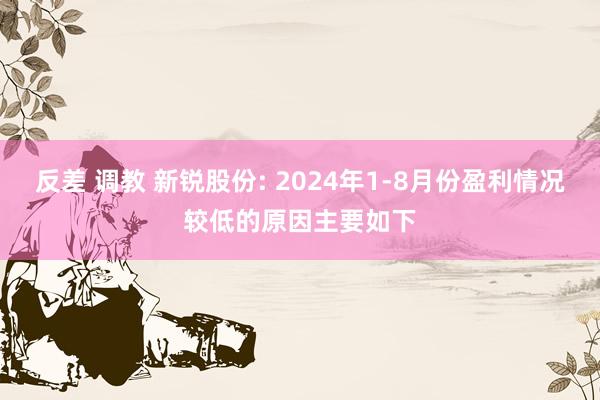 反差 调教 新锐股份: 2024年1-8月份盈利情况较低的原因主要如下